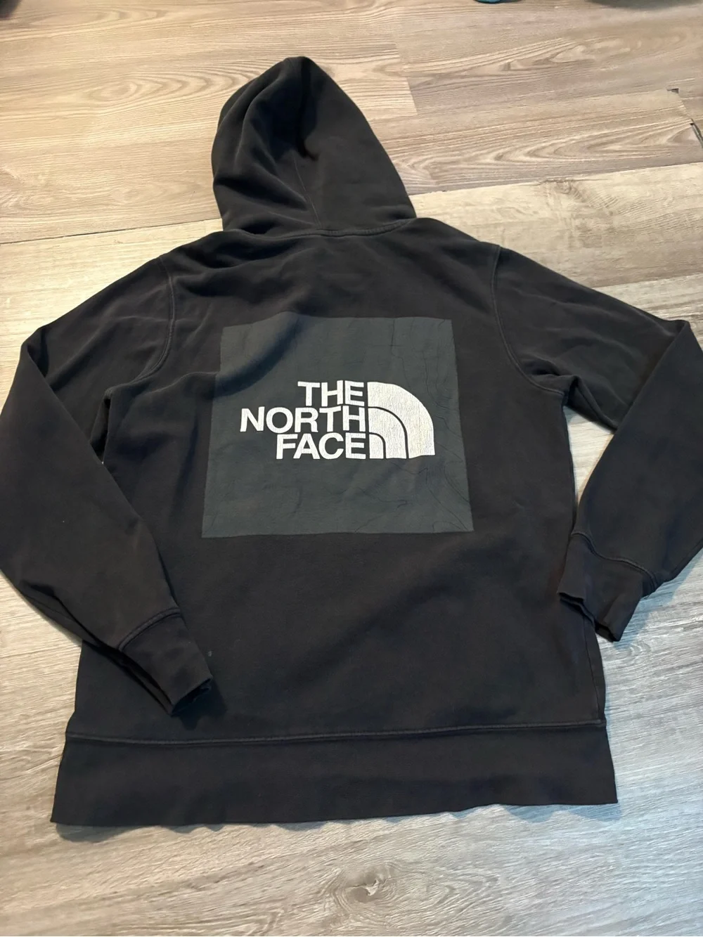 The North Face Black Crewneck Hoodie with White Logo Back Print